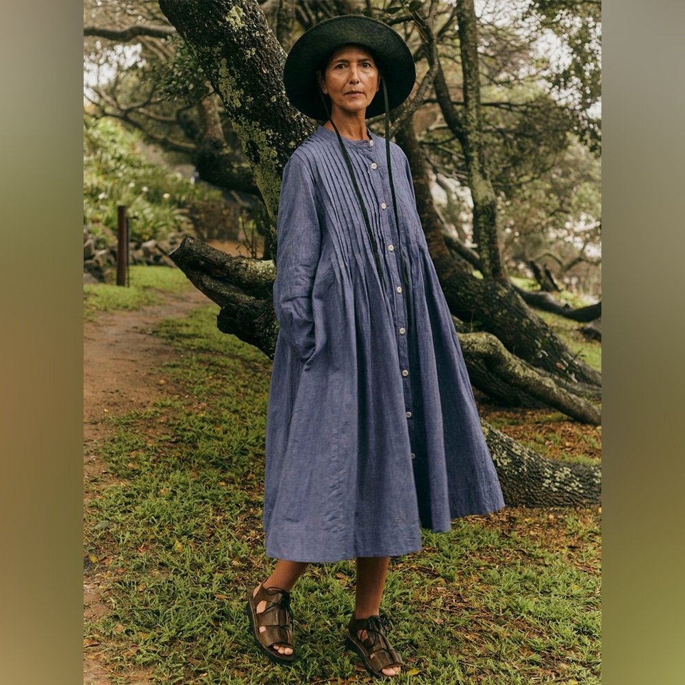 TOAST London pin-tuck chambray dress size UK 6 XS/S